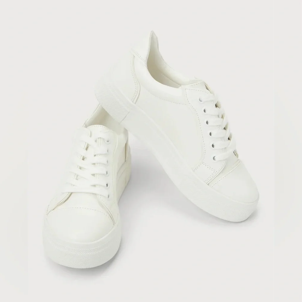 Pipping White Platform Faux Leather Sneakers